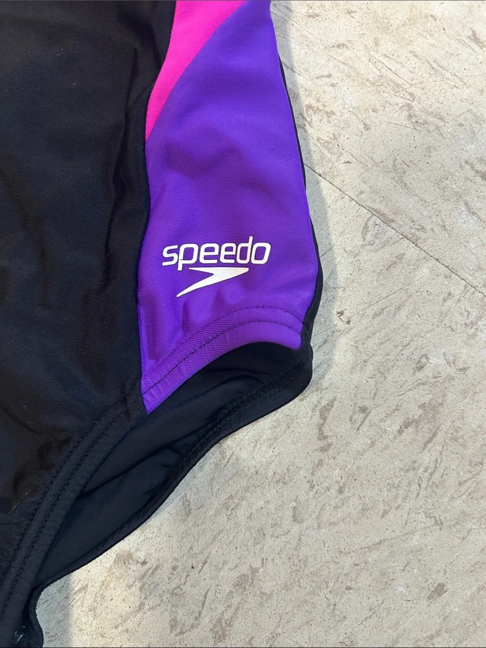 Speedo Girls Black, Fuchsia & Purple Racerback One-Piece sz 6